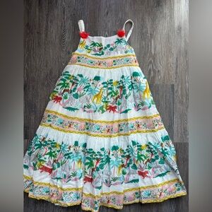 NWT Mini Boden White Jungle Print Tiered Dress